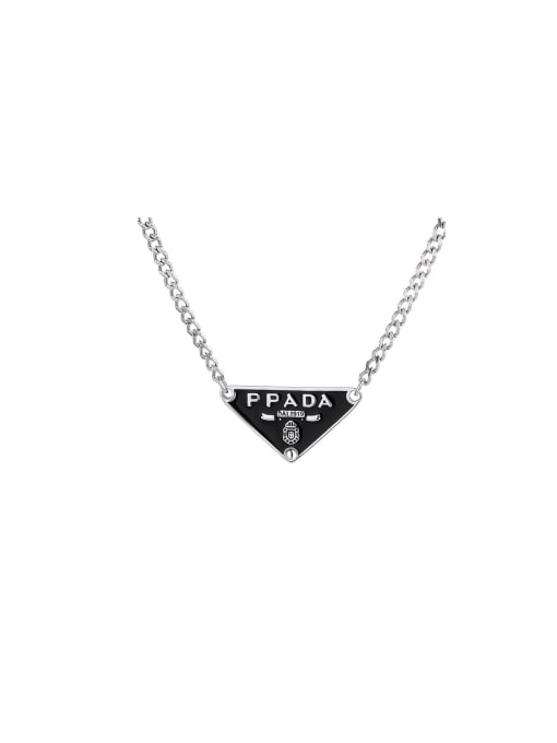 TAIS 925 Sterling Silver Enamel Triangle Vintage Necklace 0