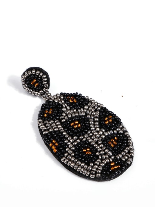 Grey e68690 Non-woven fabric Bead  Geometric Bohemia Hand-Woven  Drop Earring