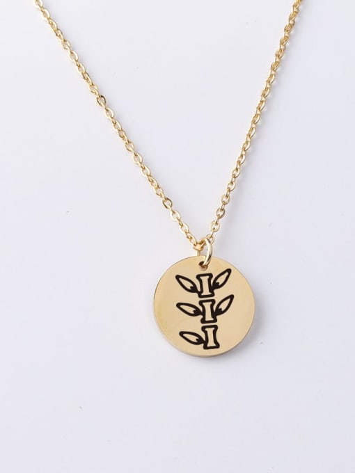 golden Stainless steel Round Bamboo Minimalist Necklace