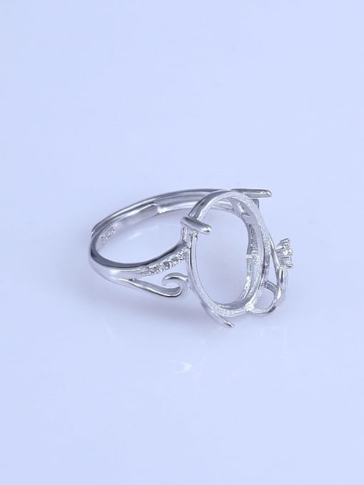 Supply 925 Sterling Silver 18K White Gold Plated Geometric Ring Setting Stone size: 10*12 12*16 13*18MM 2