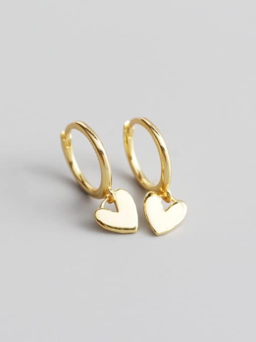 Gold 925 Sterling Silver Heart Trend Huggie Earring