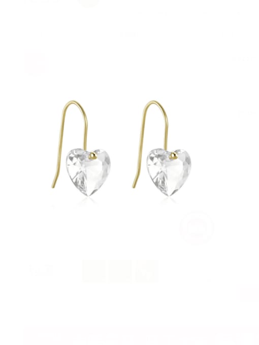 YUANFAN 925 Sterling Silver Cubic Zirconia Heart Minimalist Hook Earring 0
