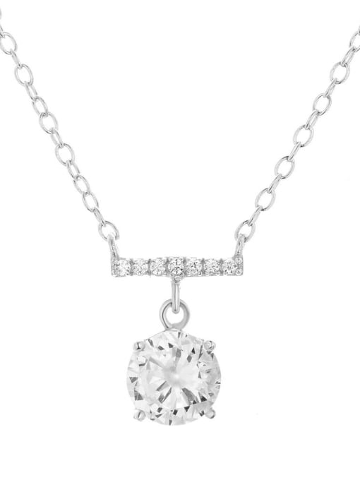 White gold + white 925 Sterling Silver Cubic Zirconia Geometric Dainty Necklace