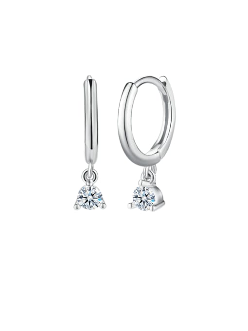 Platinum 925 Sterling Silver Cubic Zirconia Water Drop Dainty Huggie Earring