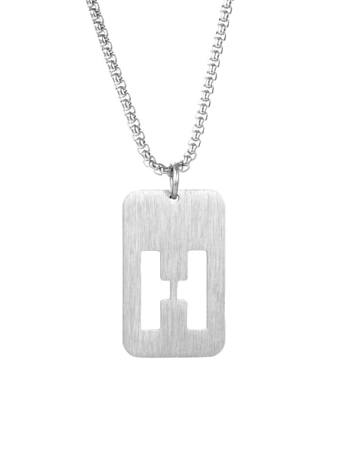 MEN PO Titanium Steel Letter Minimalist Long Strand Necklace 3