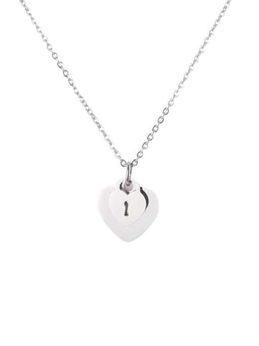 MEN PO Stainless steel Heart Minimalist Necklace 0