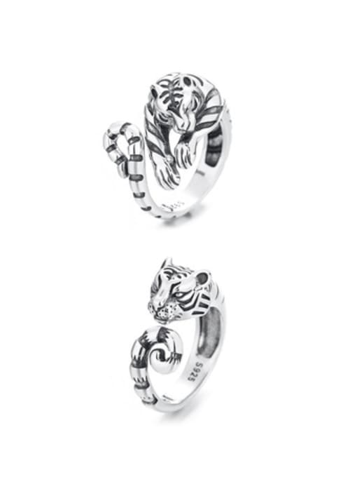 TAIS 925 Sterling Silver Tiger Vintage Band Ring 0