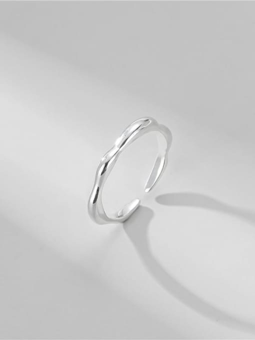 ARTTI 925 Sterling Silver Irregular Minimalist  wave Line Band Ring 0