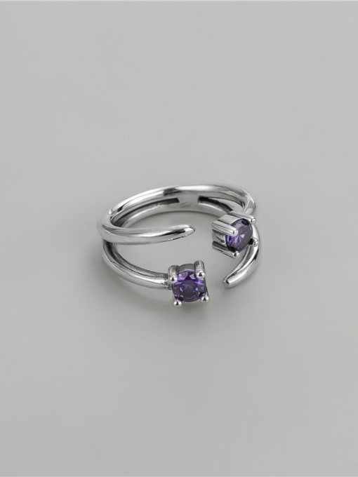 purple 925 Sterling Silver Cubic Zirconia Trend Band Ring