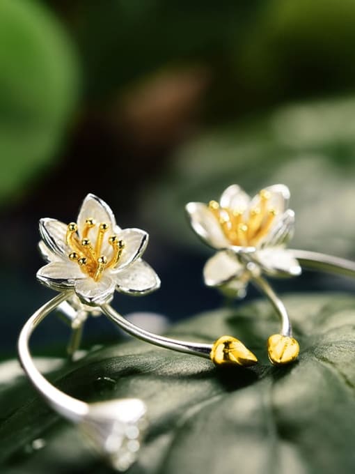 LOLUS 925 Sterling Silver elegant and refined lotus earrings 2