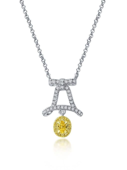 A&T Jewelry 925 Sterling Silver High Carbon Diamond Yellow Water Drop Luxury Necklace 0