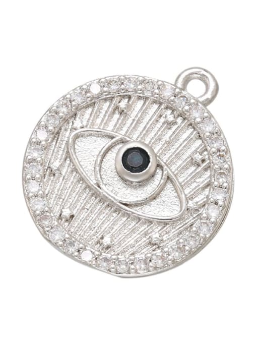 White gold eyes Brass Cubic Zirconia Micro Inlay Round Letter Pendant