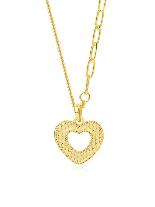A2921 Gold 925 Sterling Silver Cubic Zirconia Heart Dainty Necklace