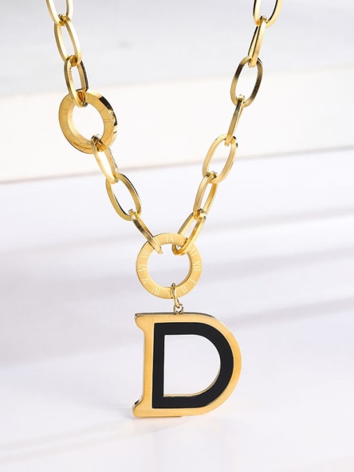 D-shaped adhesive gold necklace Titanium Steel Shell Letter Minimalist Necklace