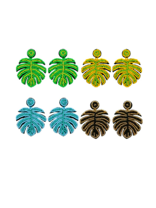 JMI Tila Bead Multi Color Leaf Bohemia Pure handmade Weave Earring 0