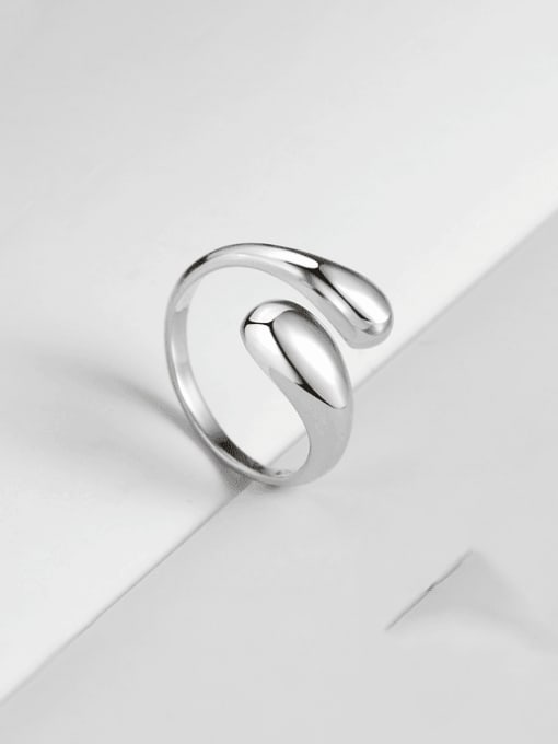 PNJ-Silver 925 Sterling Silver Water Drop Minimalist Band Ring 2