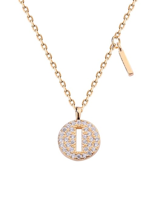 A1573 Champagne plated gold I 925 Sterling Silver Rhinestone Geometric Minimalist Necklace