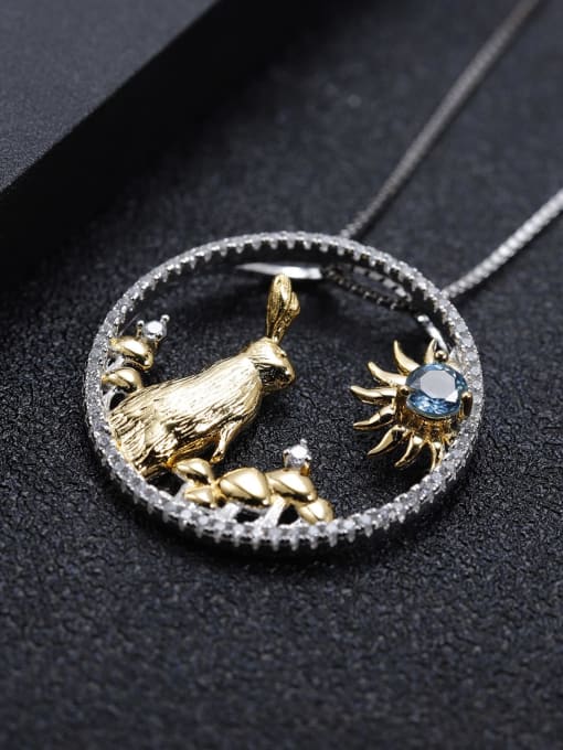ZXI-SILVER JEWELRY 925 Sterling Silver Natural Stone Animal Luxury Necklace 1