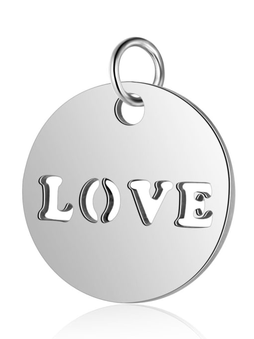 T520S Stainless steel Message Round Charm Height : 12 mm , Width: 15 mm