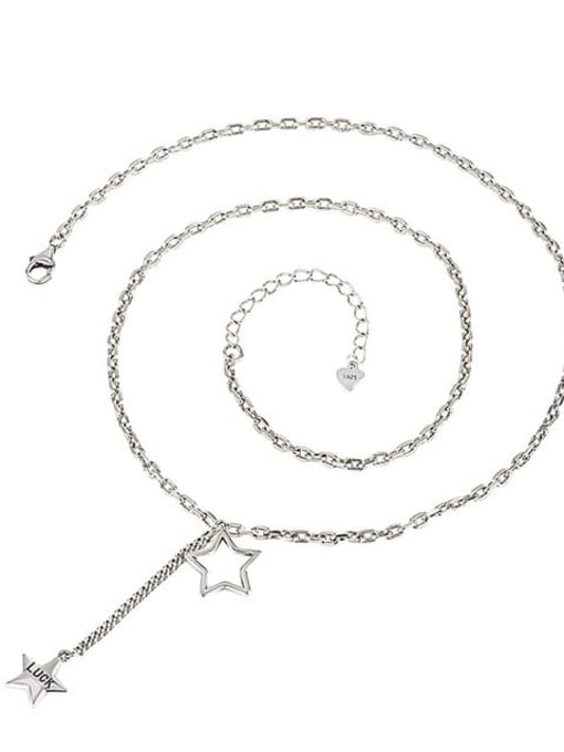 022L9.6g 925 Sterling Silver Pentagram Vintage Necklace