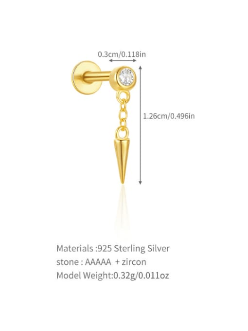 Single Gold 5 925 Sterling Silver Cubic Zirconia Geometric Tassel Dainty Single Earring