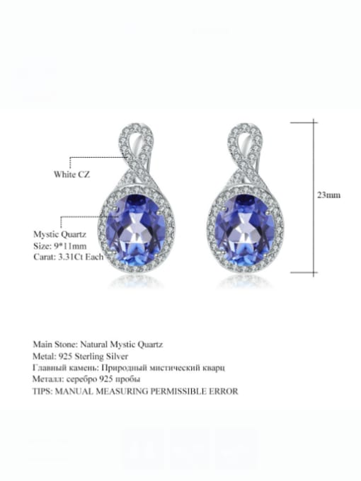 ZXI-SILVER JEWELRY 925 Sterling Silver Natural Blue  Topaz Geometric Luxury Drop Earring 3