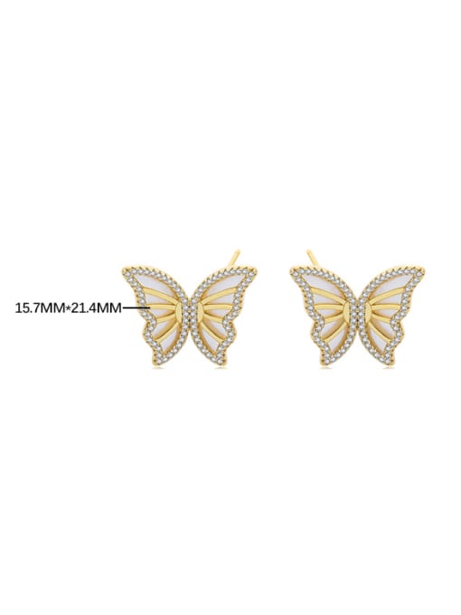 YUANFAN 925 Sterling Silver Shell Butterfly Dainty Stud Earring 3