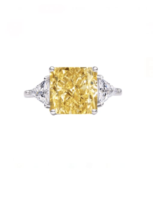 yellow diamond 6# 925 Sterling Silver High Carbon Diamond Geometric Luxury Band Ring