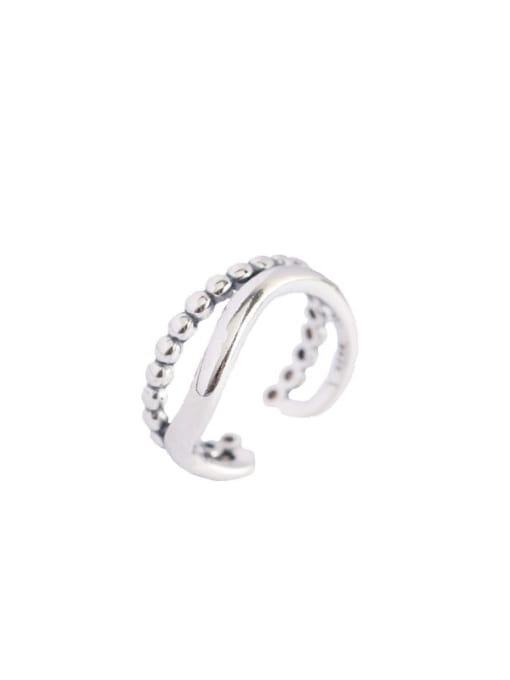 ACEE 925 Sterling Silver Bead Geometric Vintage Stackable Ring 2