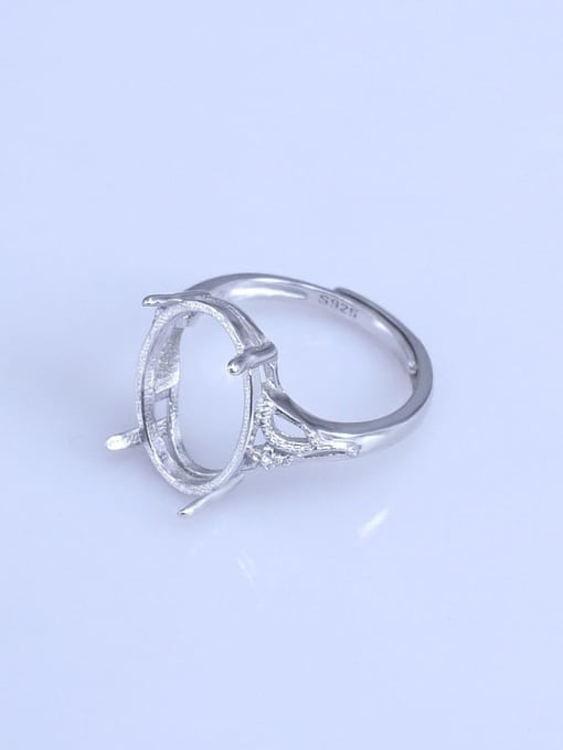 Supply 925 Sterling Silver 18K White Gold Plated Round Ring Setting Stone size: 9*11 10*12 12*16 13*17MM 1