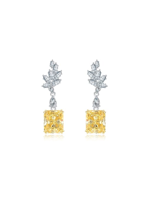A&T Jewelry 925 Sterling Silver High Carbon Diamond Yellow Flower Dainty Drop Earring 0