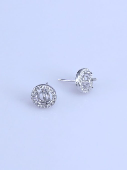 Supply 925 Sterling Silver 18K White Gold Plated Round Earring Setting Stone size: 5*5mm