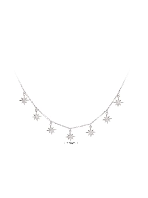platinum 925 Sterling Silver Cubic Zirconia Star Minimalist Necklace