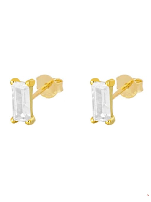 Golden+ white diamond 925 Sterling Silver Cubic Zirconia Geometric Dainty Stud Earring