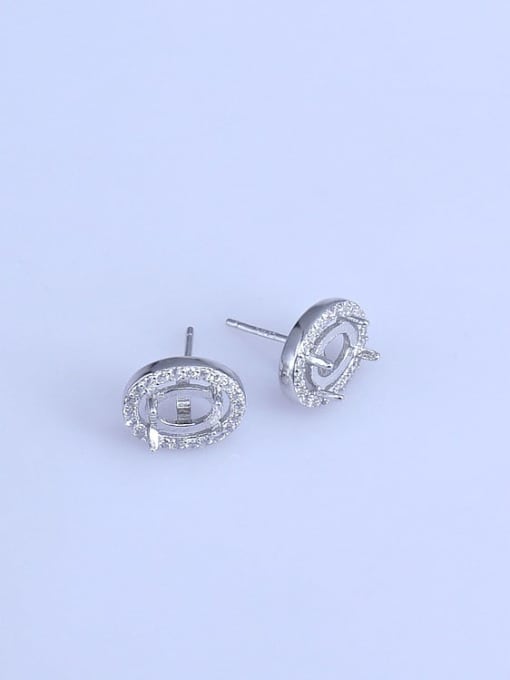 Supply 925 Sterling Silver 18K White Gold Plated Oval Earring Setting Stone size: 5*7mm 0