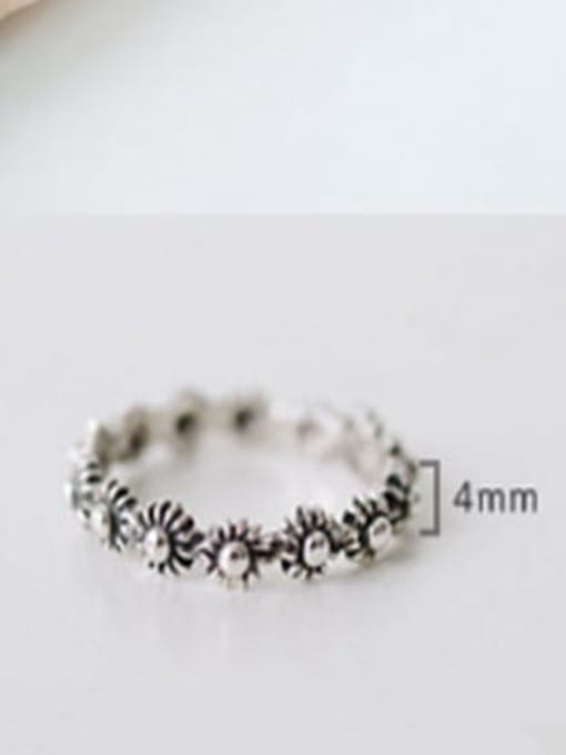 ACEE 925 Sterling Silver Flower Vintage Band Ring 1