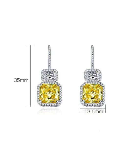 A&T Jewelry 925 Sterling Silver High Carbon Diamond Yellow Geometric Luxury Hook Earring 2