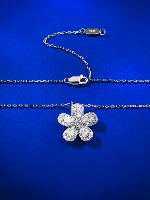 M&J 925 Sterling Silver Cubic Zirconia Flower Dainty Necklace 2