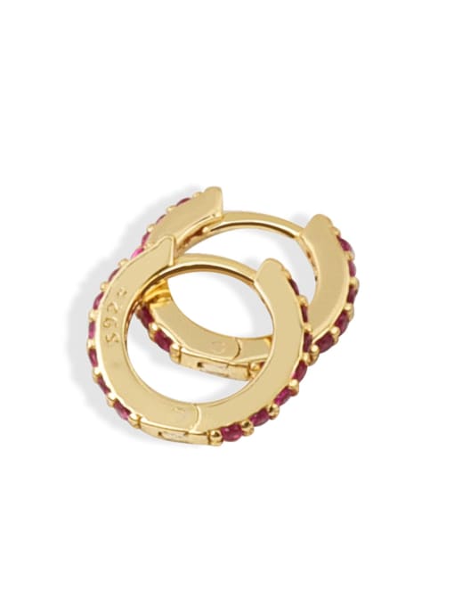 Red diamond (18K gold) 925 Sterling Silver Cubic Zirconia Geometric Minimalist Huggie Earring