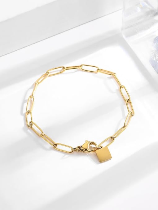 Thick chain small square gold bracelet Titanium Steel Geometric Minimalist Link Bracelet