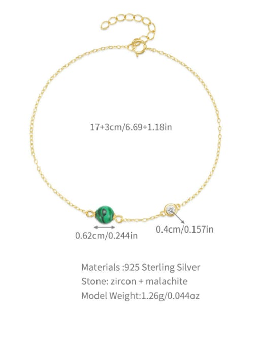 YUANFAN 925 Sterling Silver Turquoise Round Minimalist Bracelet 3