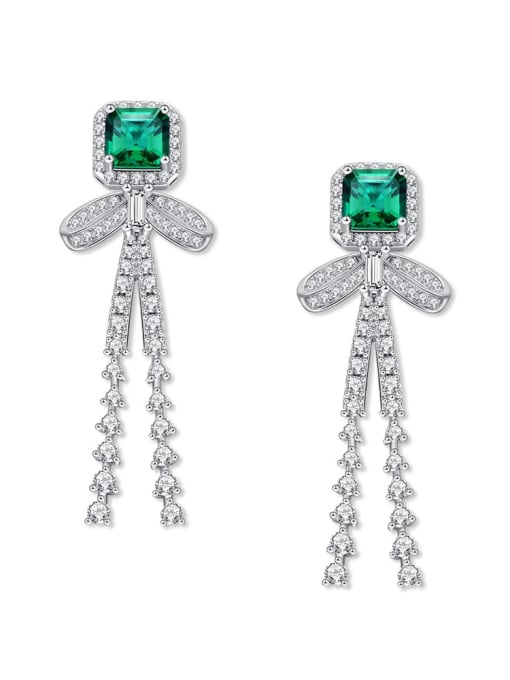 Cultivating Emerald 【 E 0332 】 925 Sterling Silver Cubic Zirconia Geometric Luxury Cluster Earring