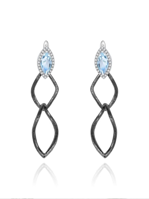 Sky blue topA Stone Earrings 925 Sterling Silver Amethyst Geometric Vintage Drop Earring