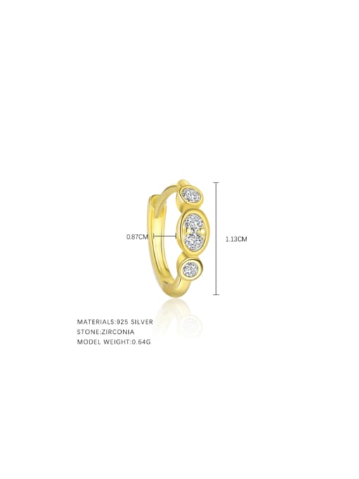 E4803 Gold Single 925 Sterling Silver Cubic Zirconia Geometric Minimalist Single Earring
