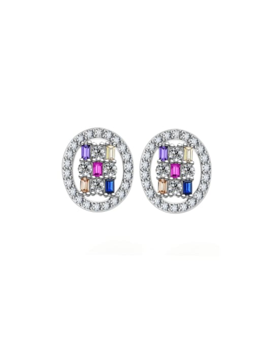 Colored diamond 925 Sterling Silver High Carbon Diamond Geometric Luxury Cluster Earring