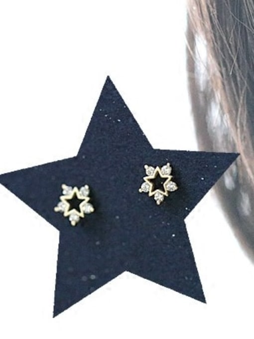 ZEMI 925 Sterling Silver Cubic Zirconia Star Dainty Stud Earring 1