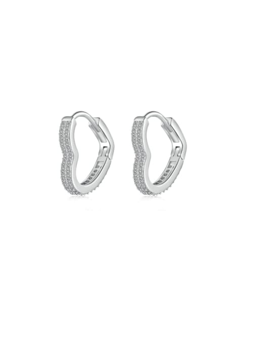 STL-Silver Jewelry 925 Sterling Silver Cubic Zirconia Heart Dainty Huggie Earring