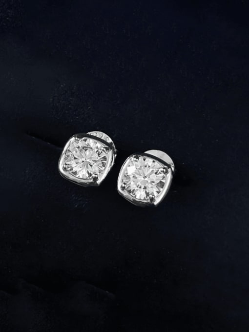 M&J 925 Sterling Silver Cubic Zirconia Square Dainty Stud Earring 1