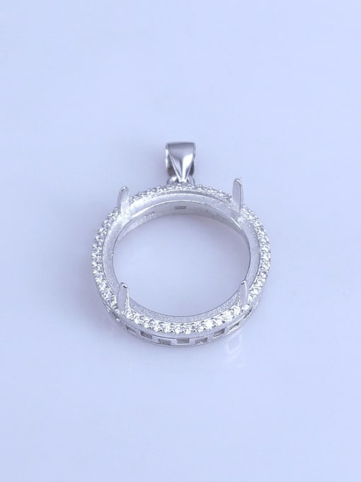 Supply 925 Sterling Silver Rhodium Plated Round Pendant Setting Stone size: 20*20mm 0