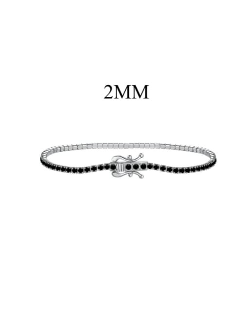 DY150176 S W BK17 925 Sterling Silver Cubic Zirconia Geometric Dainty Bracelet